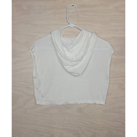 Zyia Active Women's Size Small Cropped Hoodie Sleeveless White Lightweight - Picture 6 of 8